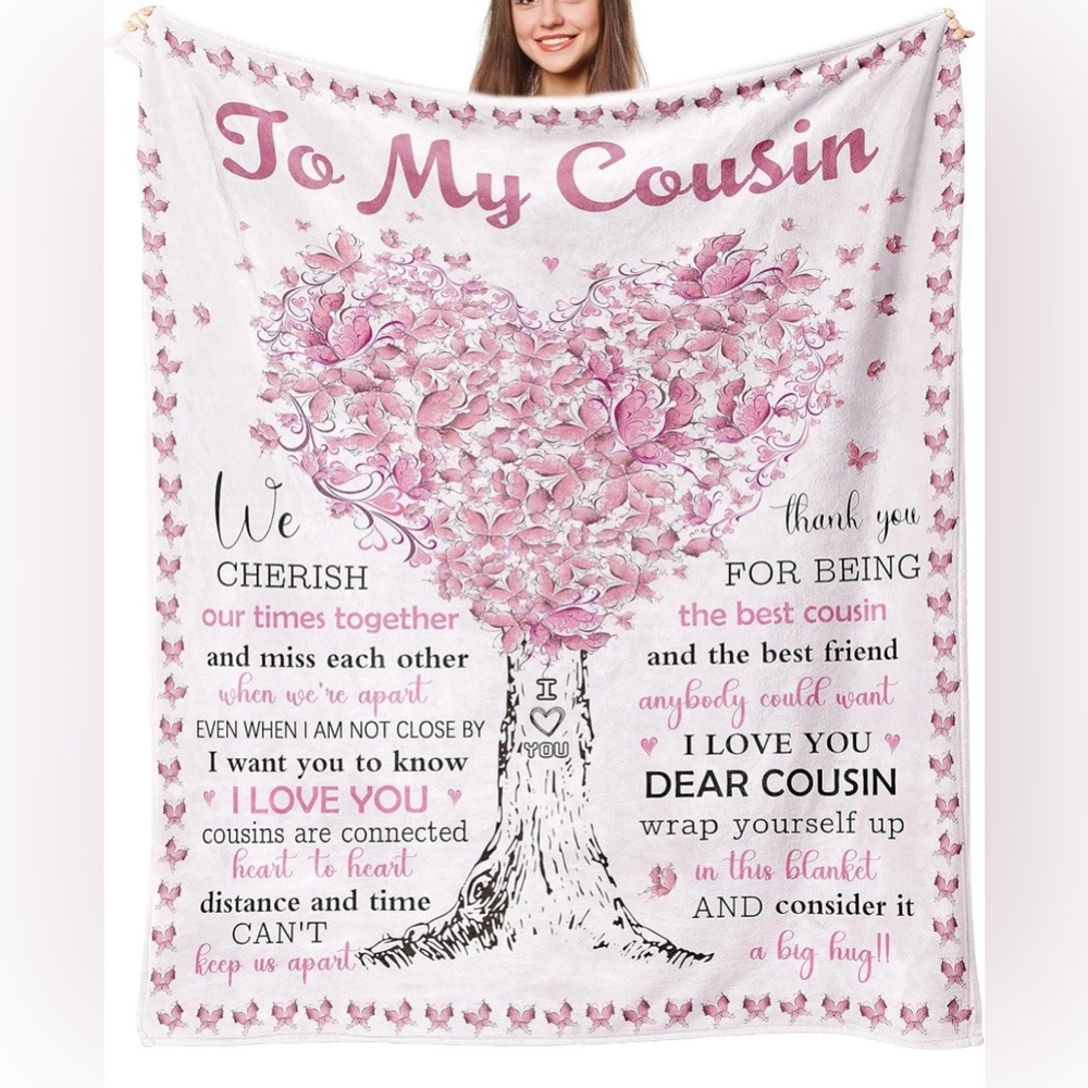 New in Package Best Cousin Sherpa Blanket - 60”x50” - beautiful blanket